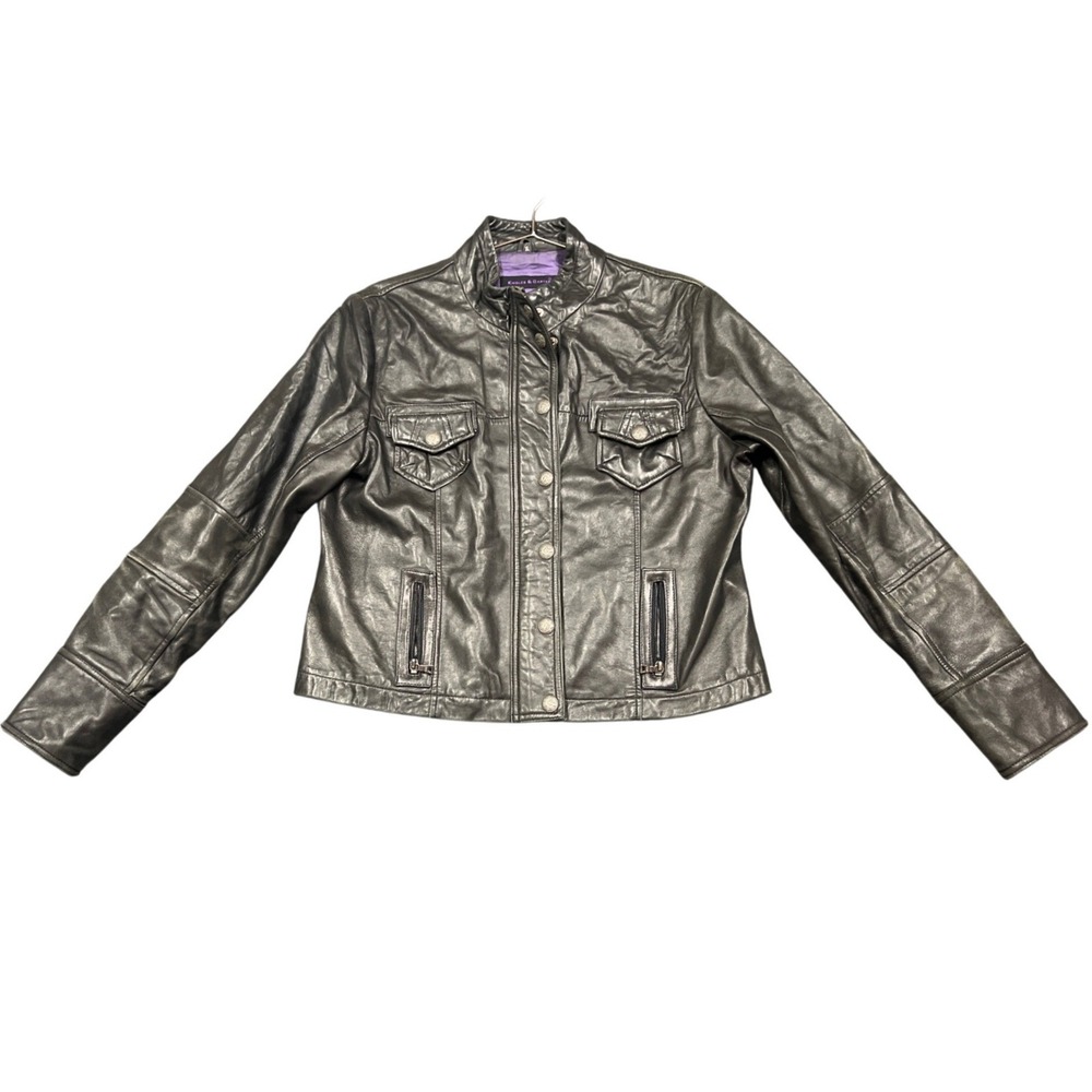 Knoles & Carter Italian Lambskin Leather Jacket XL Moto Utility *Flaw